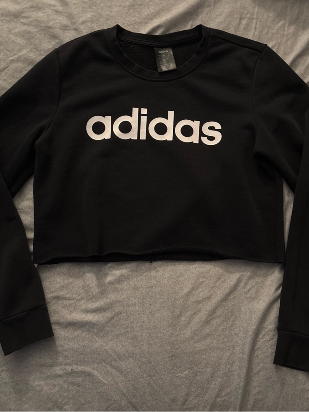 adidas Black Crewneck Cropped Sweatshirt with White Logo
